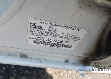 2001 Nissan Maxima Gle из США, поврежденный, VIN JN1CA31D31T841830